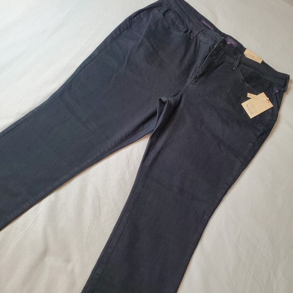 NYDJ Women's Size 20WP NWT Marilyn Straight Leg Uplift Jeans Stretch Denim Black